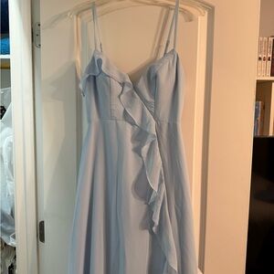 Azazie Sky Blue Spaghetti Strap Dress